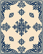 Ornate Scrollwork Floral Pattern Rug