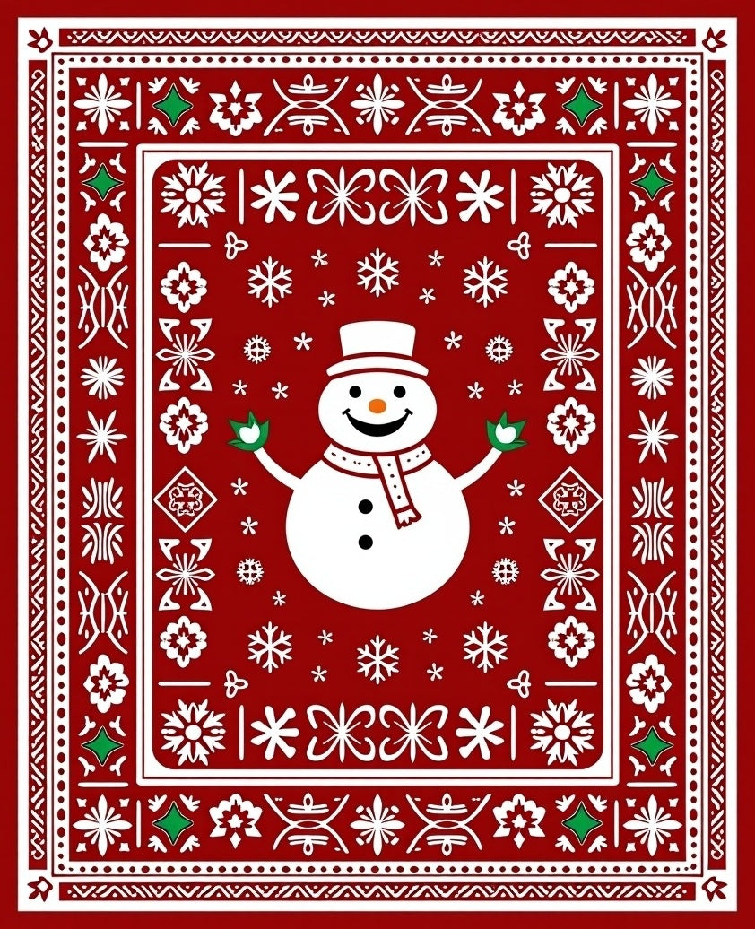 Festive Snowman Winter Holiday Rug