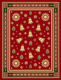 Festive Red Gold Bell Snowflake Rug