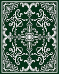 Classic Scrollwork Dark Green White Pattern Rug