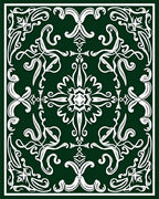 Classic Scrollwork Dark Green White Pattern Rug