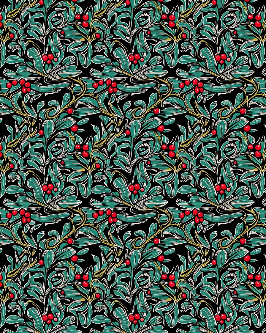 Art Nouveau Green Berry Vine Rug
