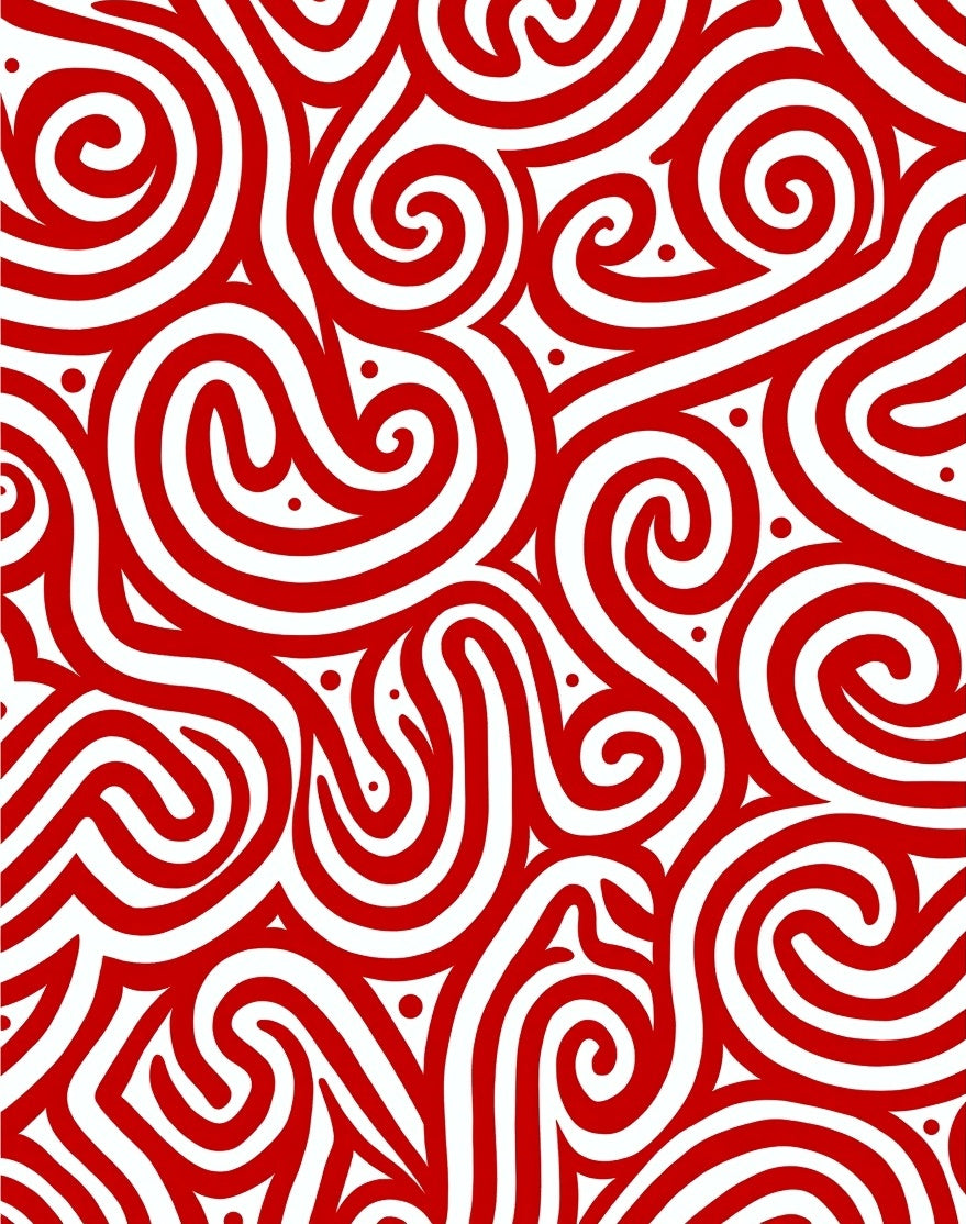 Crimson Curlicues Abstract Rug