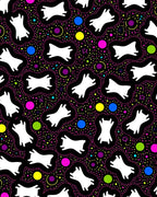 Whimsical White Figures Colorful Dot Design Rug