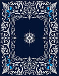 Ornate Blue White Floral Scrollwork Rug