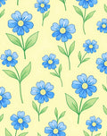 Blue Flowers On Light Yellow Background Rug