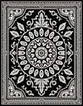 Classic Floral Mandala Black White Pattern Rug