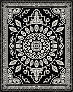 Classic Floral Mandala Black White Pattern Rug