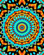 Vibrant Abstract Geometric Mandala Design Rug