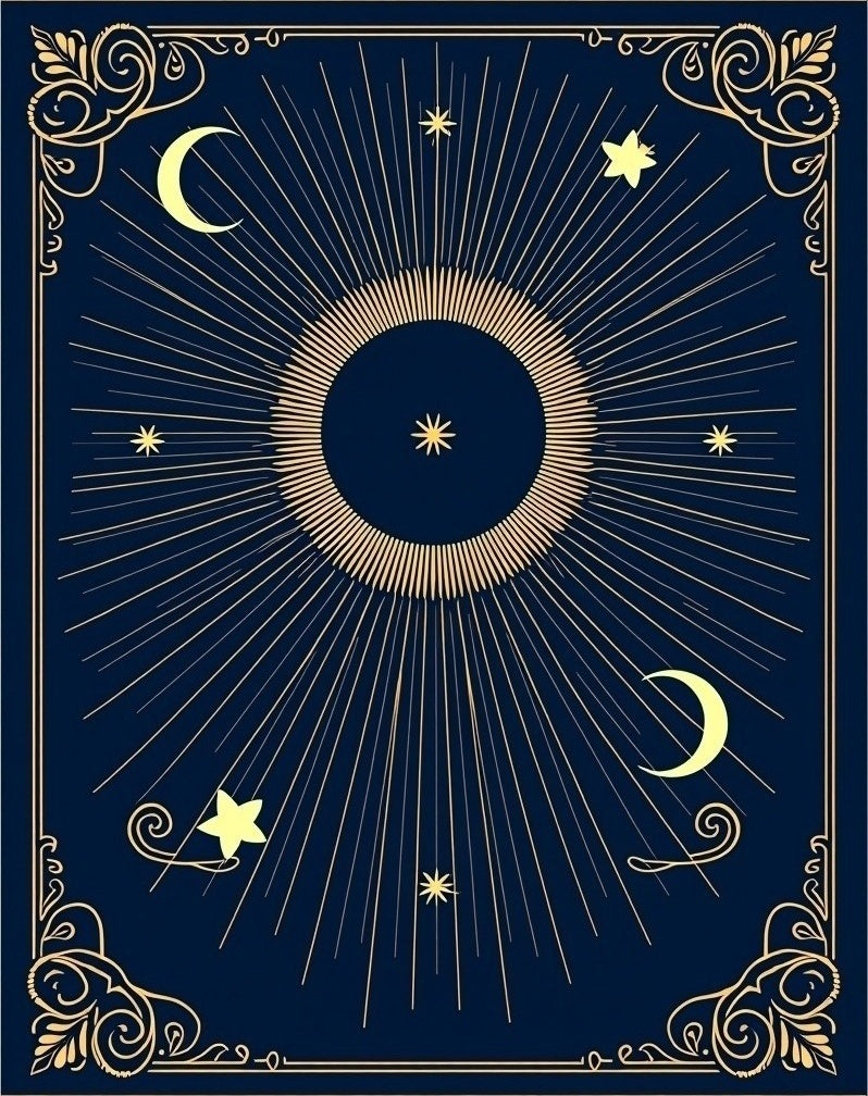 Celestial Sun Moon Star Pattern Rug