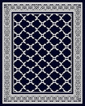 Navy White Interlocking Geometric Pattern Rug