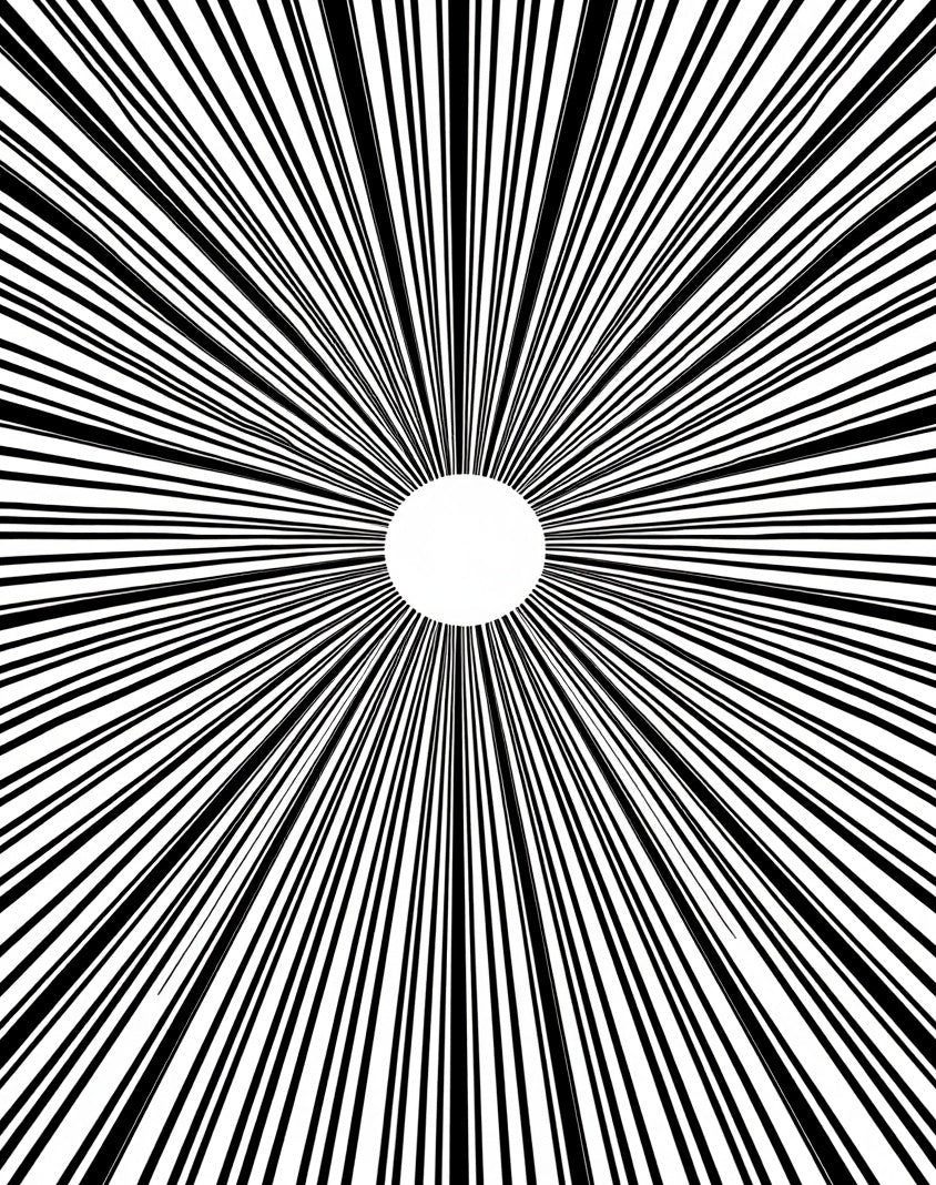 Radial Burst Black White Graphic Rug