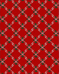 Red Diamond Lattice Floral Pattern Rug