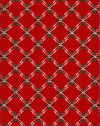 Red Diamond Lattice Floral Pattern Rug