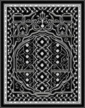 Intricate Black White Floral Design Rug