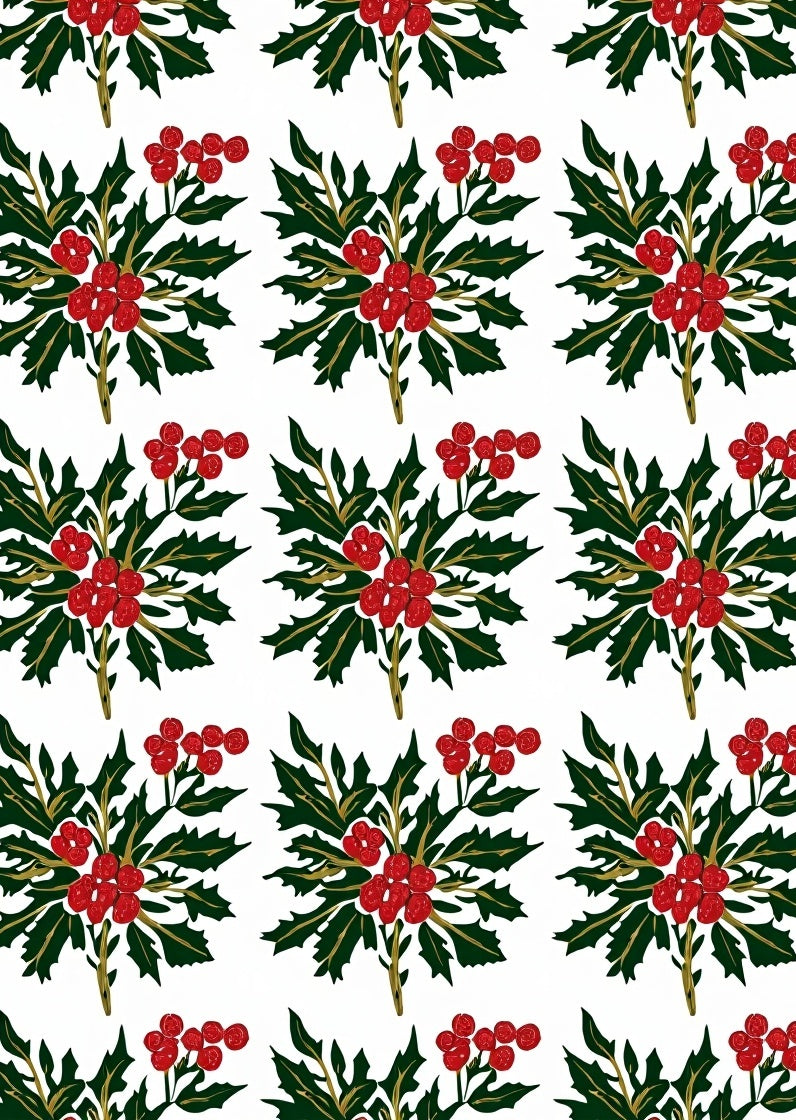 Classic Holly Berry Festive Pattern Rug