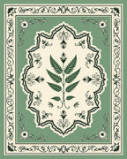 Classic Fern Botanical Medallion Design Rug