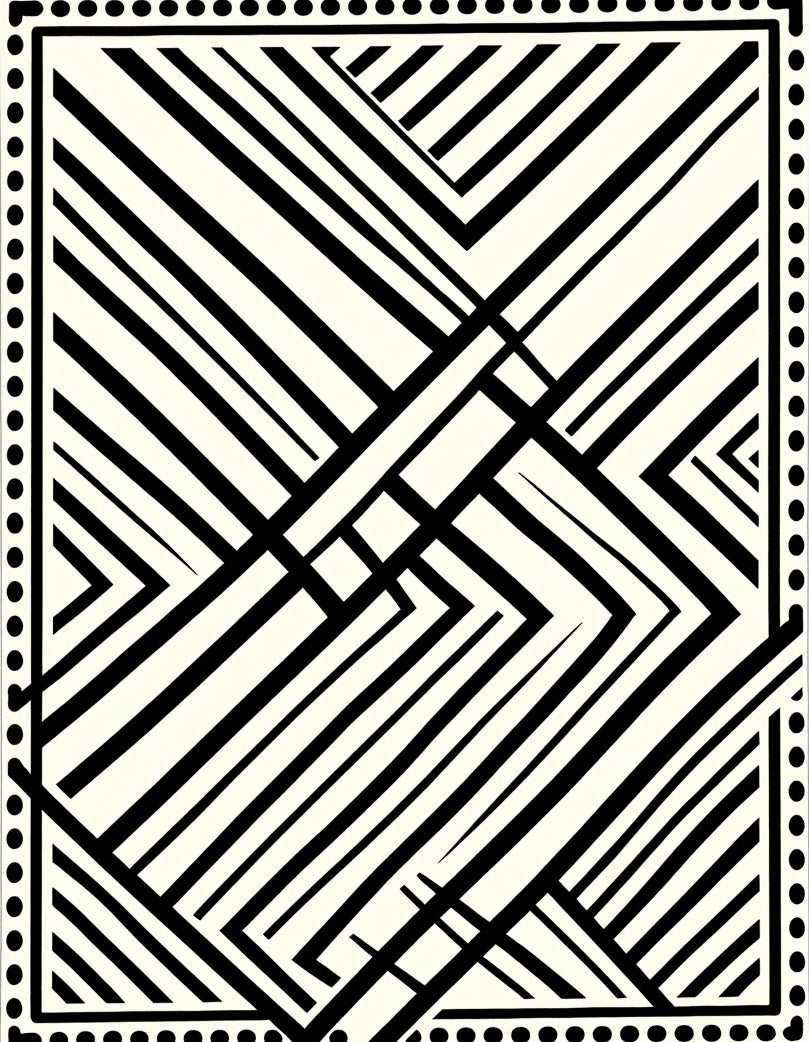 Bold Black White Diagonal Geometric Rug