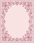 Ornate Pink Floral Scroll Border Design Rug