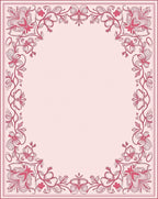 Ornate Pink Floral Scroll Border Design Rug