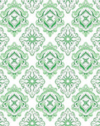 Emerald Green Classic Damask Pattern Rug
