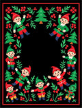 Festive Elves Border with Holly and Pine Christmas Rug