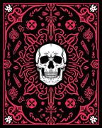 Gothic Skull With Pink Floral Accents Rug
