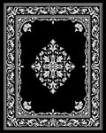 Black White Elaborate Scroll Pattern Rug