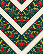Green Floral Chevron Pattern Rug