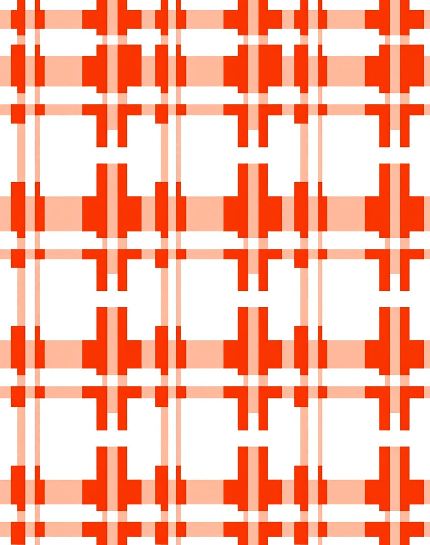 Bold Orange Plaid Pattern Design Rug