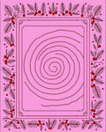 Pink Swirl Botanical Border Design Rug