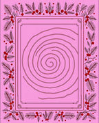 Pink Swirl Botanical Border Design Rug
