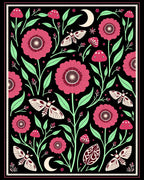Celestial Floral Moth Pattern Design Rug