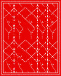 Red White Lattice Floral Pattern Rug