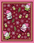 Festive Gnome Snowflake Pattern Print Rug