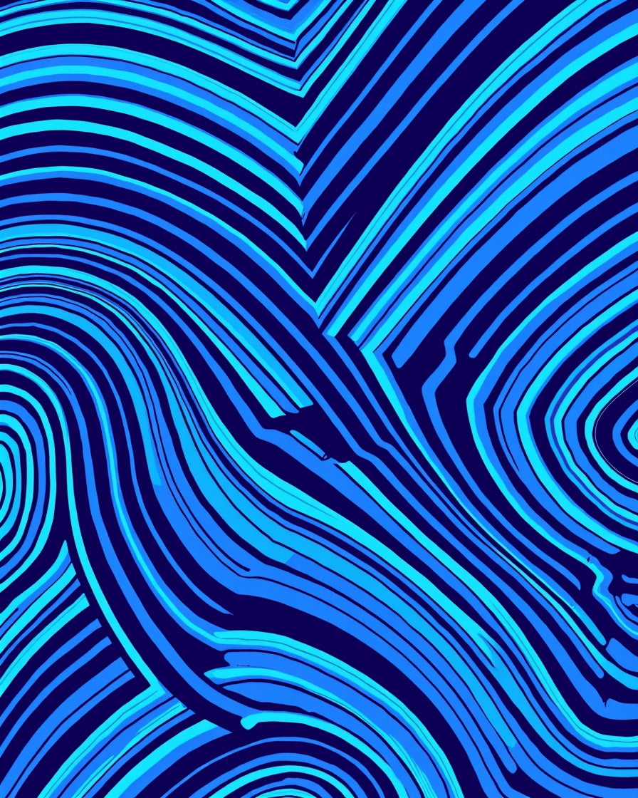 Dynamic Blue Swirl Lines Rug