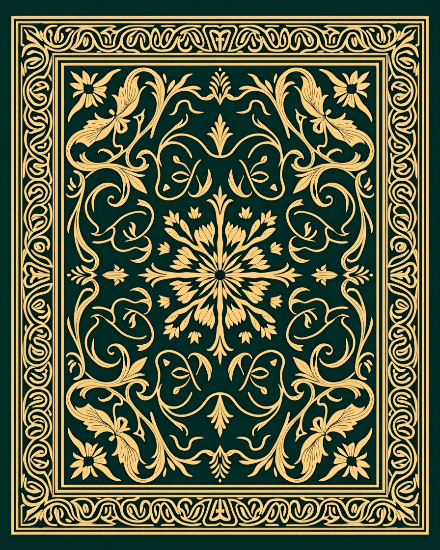 Ornate Floral With Vine Swirl Design Rug