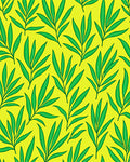 Green Leaf Pattern On Yellow Background Rug