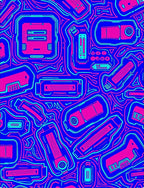 Retro Futuristic Tech Pattern Rug