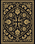 Classic Floral Leaf Scrollwork Design Rug