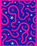 Bold Pink Swirls Starry Night Rug