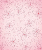 Pink Floral Swirl Outline Design Rug