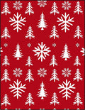 Festive Red White Trees Snowflakes Rug