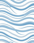 Blue Wavy Stripe Surface Design Rug