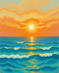 Vibrant Sunset Ocean Wave Art Rug