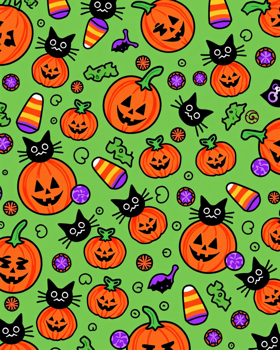 Spooky Halloween Pattern With Black Cats Rug