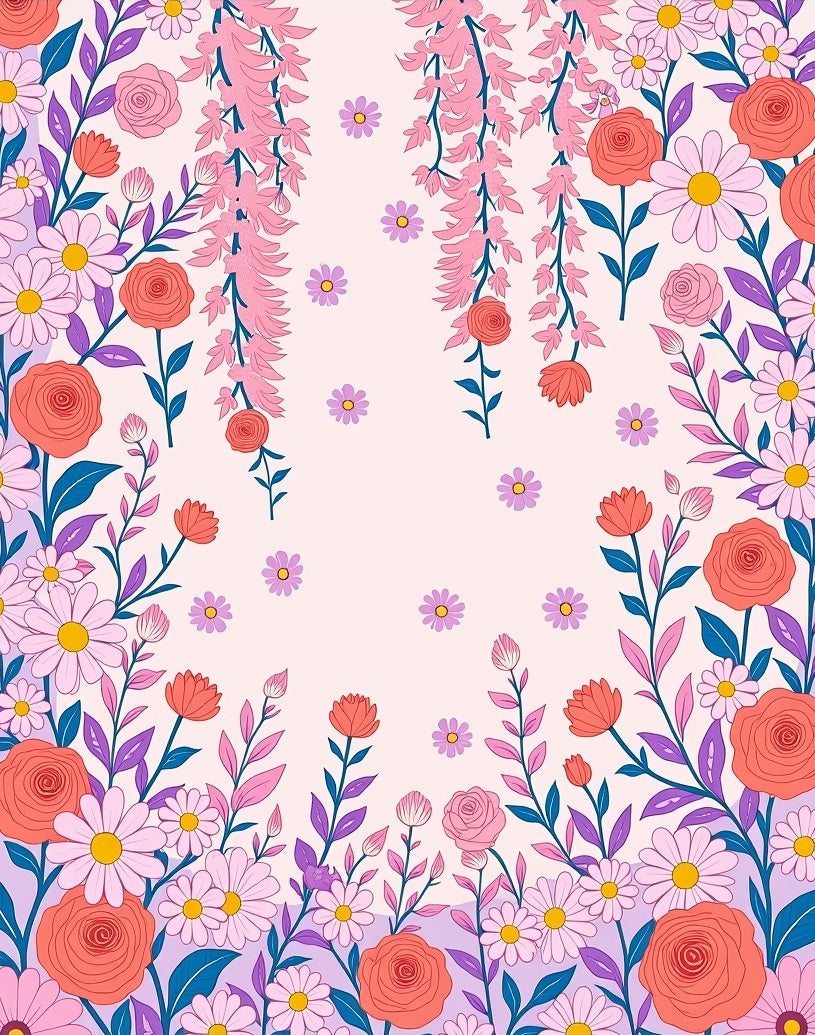 Floral Swirl Garden Pattern Rug