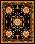 Golden Orange Black Floral Mandala Rug