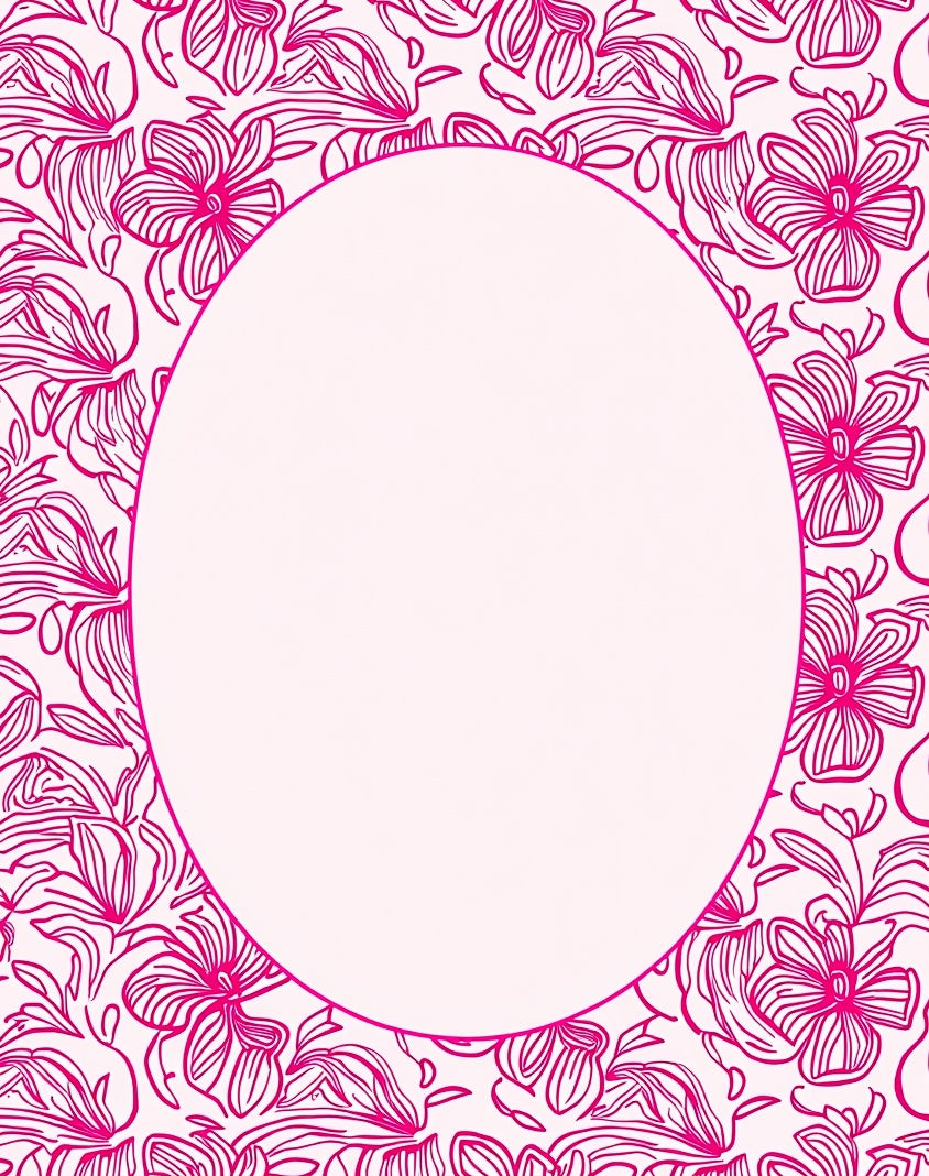 Vibrant Pink Floral Outline Rug