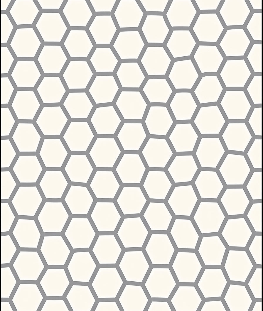 Gray Cream Hexagonal Pattern Rug